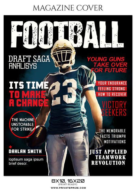 DAHLAN SMITH  FOOTBALL Sports Photography Magazine Cover - Photography Photoshop Template