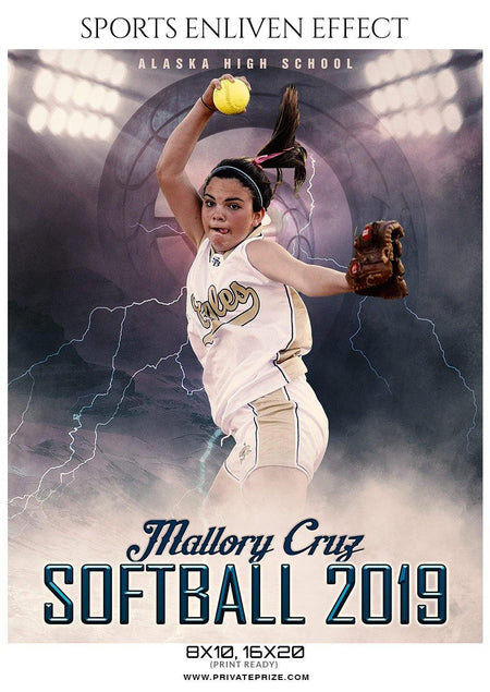 Mallory Curz - Softball Sports Enliven Effects Photography Template - PrivatePrize - Photography Templates