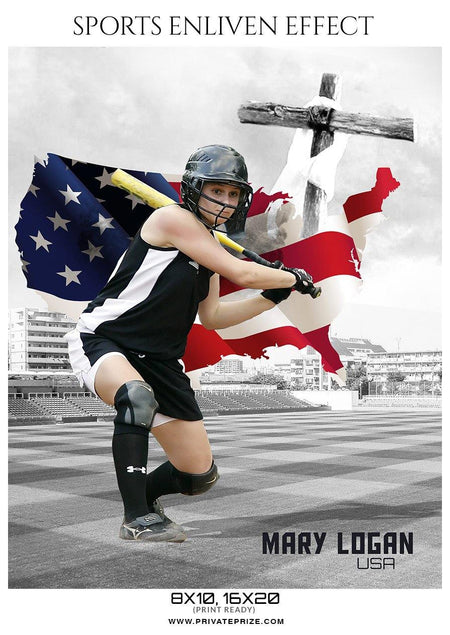 Mary Logan - Softball Sports Enliven Effect Photography template - PrivatePrize - Photography Templates