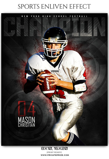 Mason Christian  - Football Sports Enliven Effect Photography Template - Photography Photoshop Template