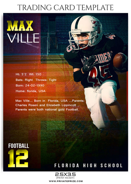 Max Ville Sports Trading Card Template - Photography Photoshop Template
