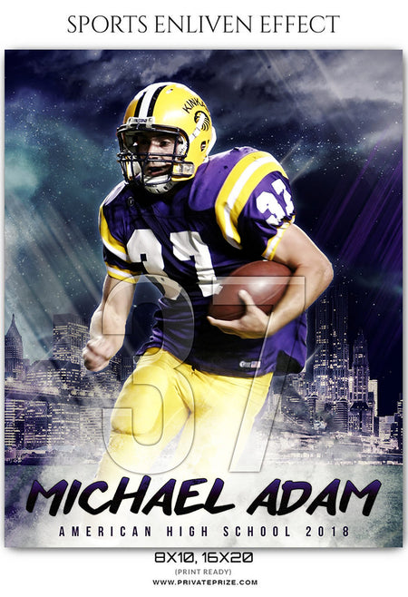 Michael Adam - Football Sports Enliven Effect Photography Template - Photography Photoshop Template