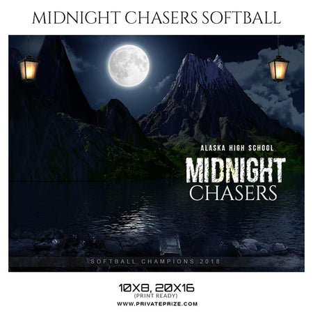 MIDNIGHT CHASERS Softball Themed Sports Photography Template - Photography Photoshop Template