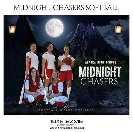 MIDNIGHT CHASERS Softball Themed Sports Photography Template - Photography Photoshop Template