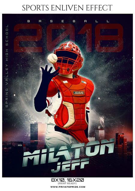 Milton Jeff - Baseball Sports Enliven Effects Photography Template - Photography Photoshop Template