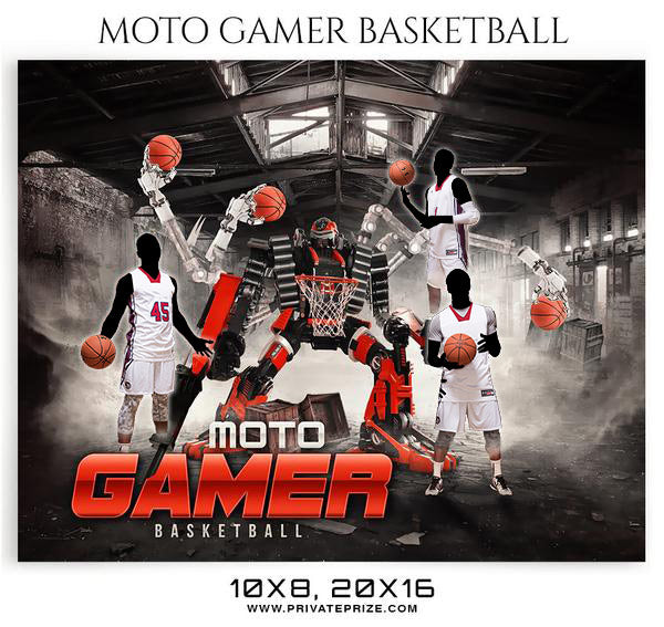 Moto Gamer Basketball Themed Sports Photography Template - Photography Photoshop Template