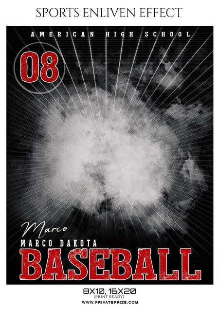 Marco Dakota - Baseball Sports Enliven Effect Photography Template - PrivatePrize - Photography Templates