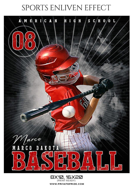 Marco Dakota - Baseball Sports Enliven Effect Photography Template - PrivatePrize - Photography Templates