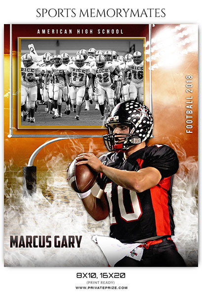 Marcus Gary - Football Sports Memory Mates Photography Template - Photography Photoshop Template