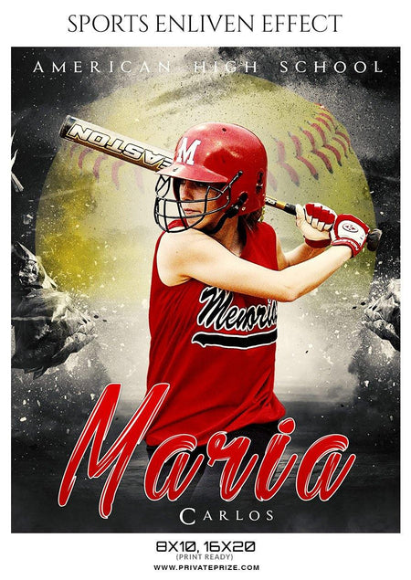 Maria Carlos - Softball Sports Enliven Effect Photography template - PrivatePrize - Photography Templates