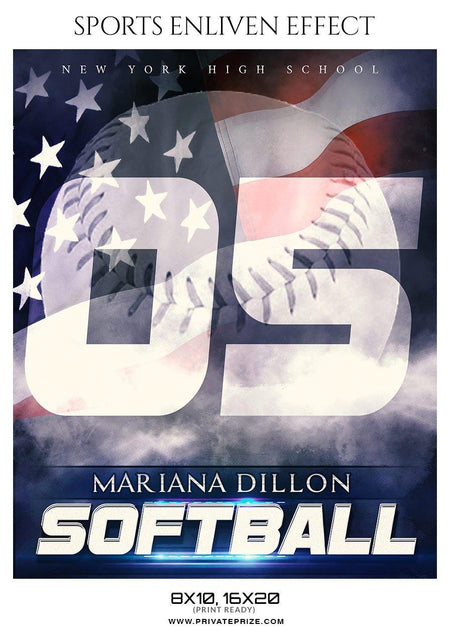 Mariana Dillon -  Softball Template -  Enliven Effects - PrivatePrize - Photography Templates