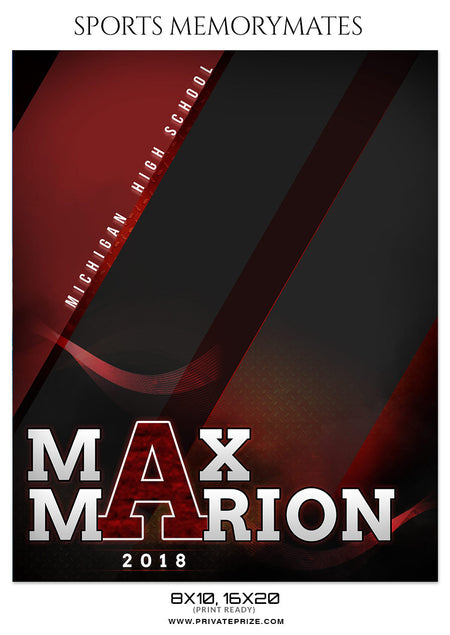 Max Marion Lacrosse- Sports Memory Mate Photoshop Template - Photography Photoshop Template