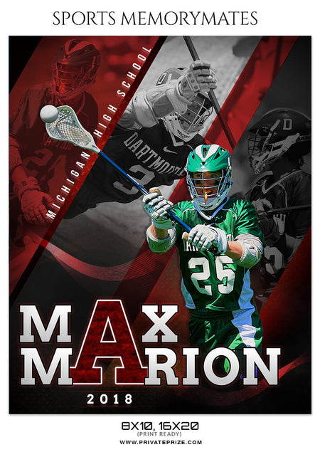 Max Marion Lacrosse- Sports Memory Mate Photoshop Template - Photography Photoshop Template