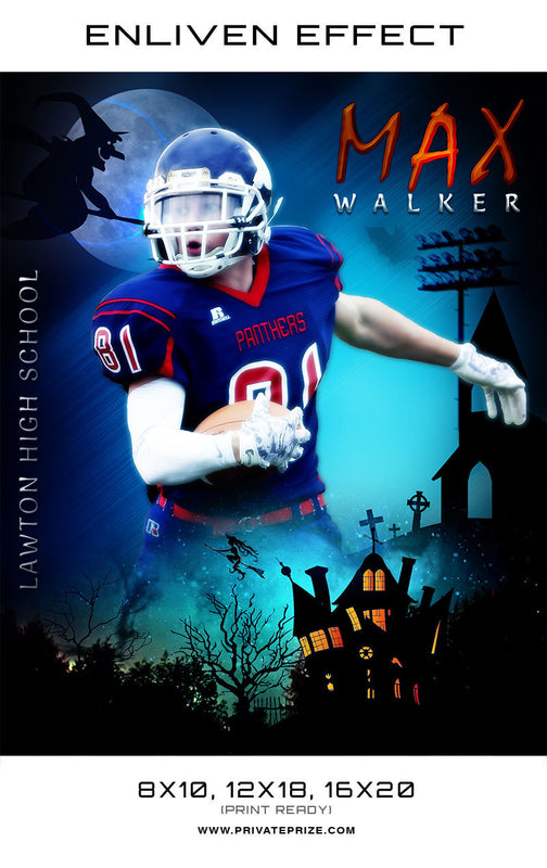 Max Walker Football Halloween Template -  Enliven Effects - Photography Photoshop Template