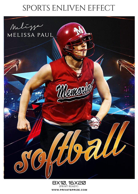 Melissa Paul - Softball Sports Enliven Effect Photography template - PrivatePrize - Photography Templates