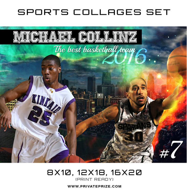 Michael Basketball High School Sports Template -  Enliven Effects - Photography Photoshop Template