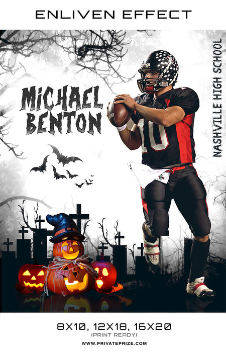 Michael Benton Football Halloween Template -  Enliven Effects - Photography Photoshop Template
