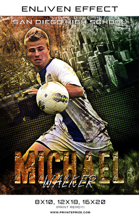 Michael San Diego High School Soccer Sports Template -  Enliven Effects - Photography Photoshop Template
