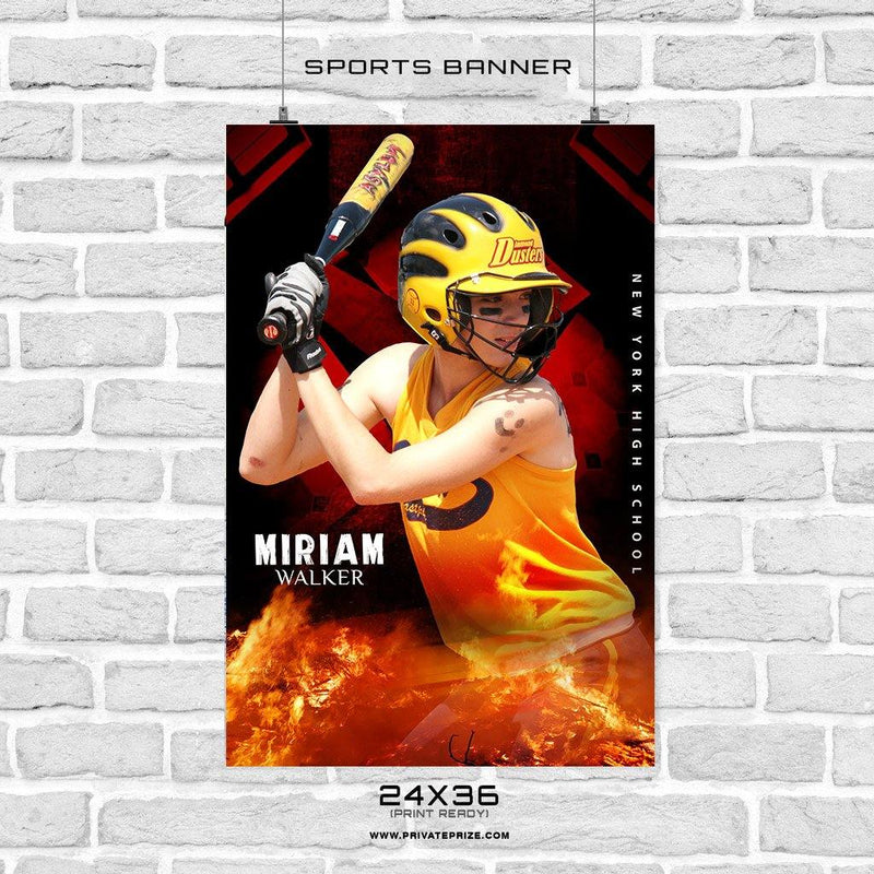 Adriana Walker - Softball Sports Banner Photoshop Template - PrivatePrize - Photography Templates