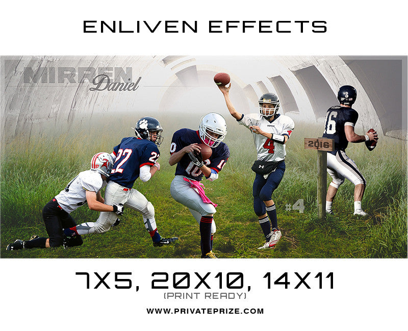 Mirren Daniel Football Photoshop Template - Enliven Effects - Photography Photoshop Template