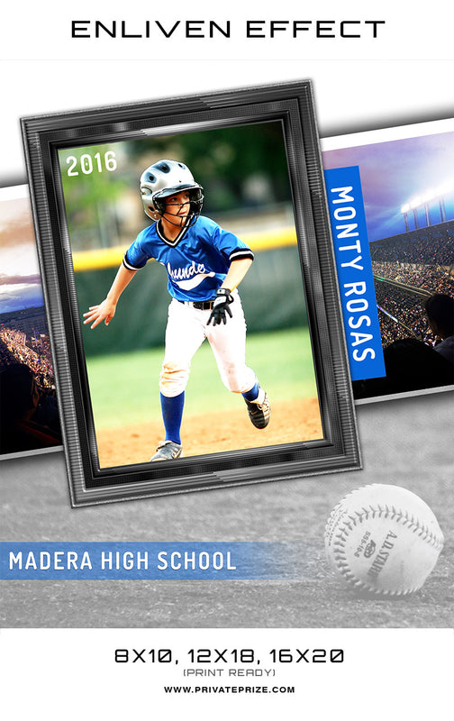 Monty Madera Baseball High School Sports Template -  Enliven Effects - Photography Photoshop Template