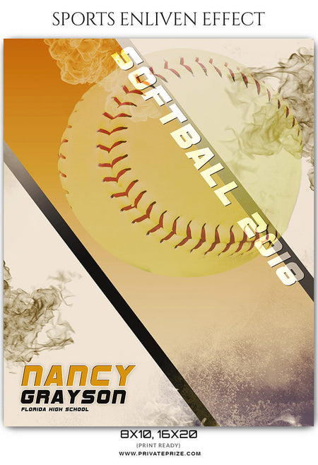 Nancy Grayson - Softball Sports Enliven Effects Photography Template - Photography Photoshop Template
