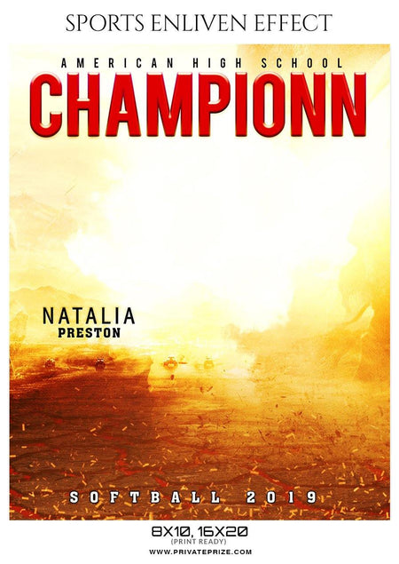 Natalia Preston - Softball Sports Enliven Effects Photography Template - PrivatePrize - Photography Templates