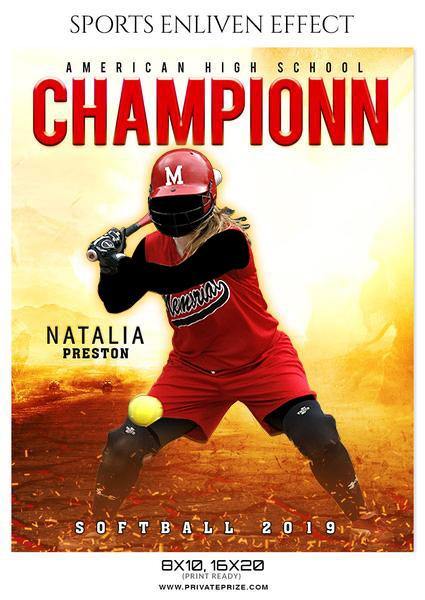 Natalia Preston - Softball Sports Enliven Effects Photography Template - PrivatePrize - Photography Templates