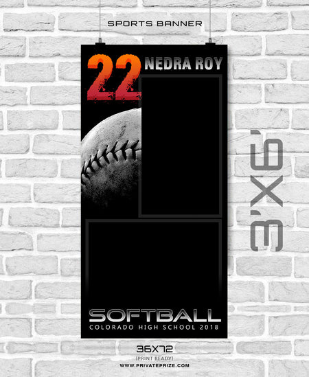 Nedra Roy  - Softball Sports Banner Photoshop Template - Photography Photoshop Template