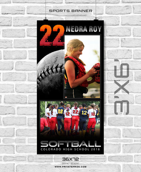 Nedra Roy  - Softball Sports Banner Photoshop Template - Photography Photoshop Template