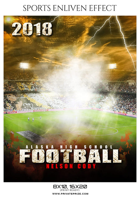 Nelson Cody Football Sports Enliven Effects Photoshop Template - Photography Photoshop Template