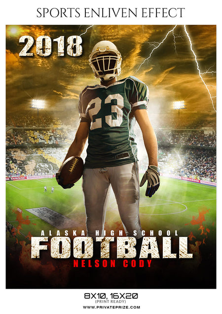 Nelson Cody Football Sports Enliven Effects Photoshop Template - Photography Photoshop Template