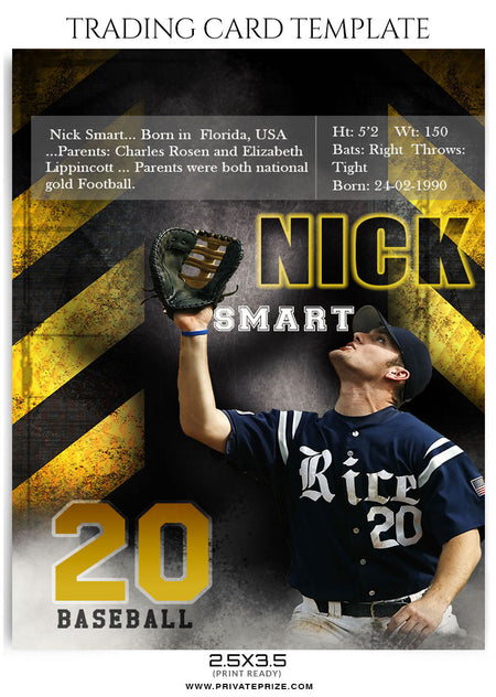Nick Smart Sports Trading Card Template - Photography Photoshop Template