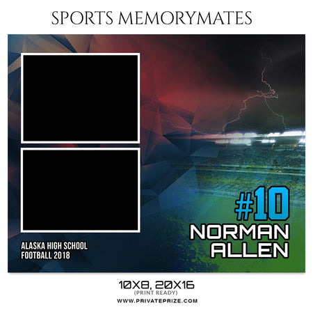 NORMAN ALLEN FOOTBALL SPORTS MEMORY MATE - Photography Photoshop Template