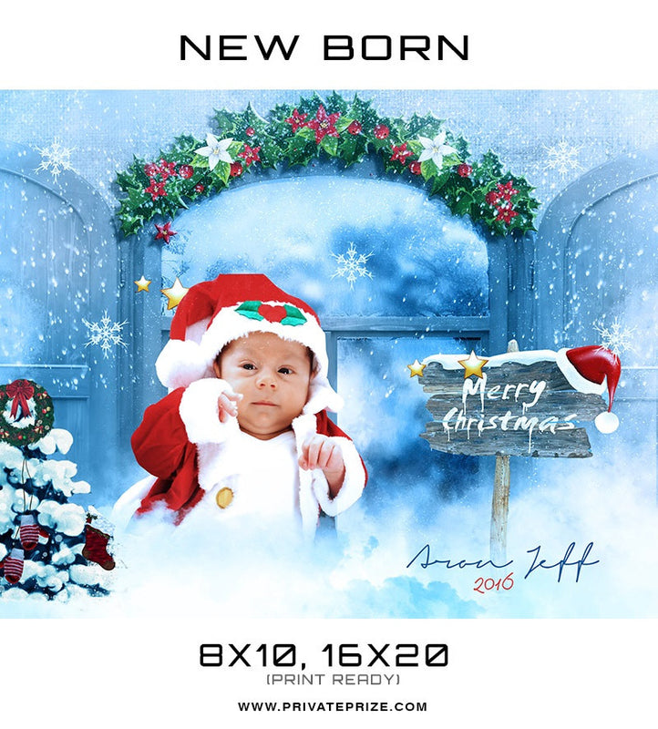New Born Christmas Background Aron Jeff - Photography Photoshop Template