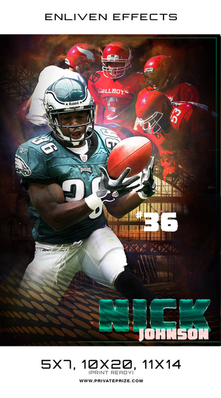 Nick Johnson Football - Enliven Effects - Photography Photoshop Template