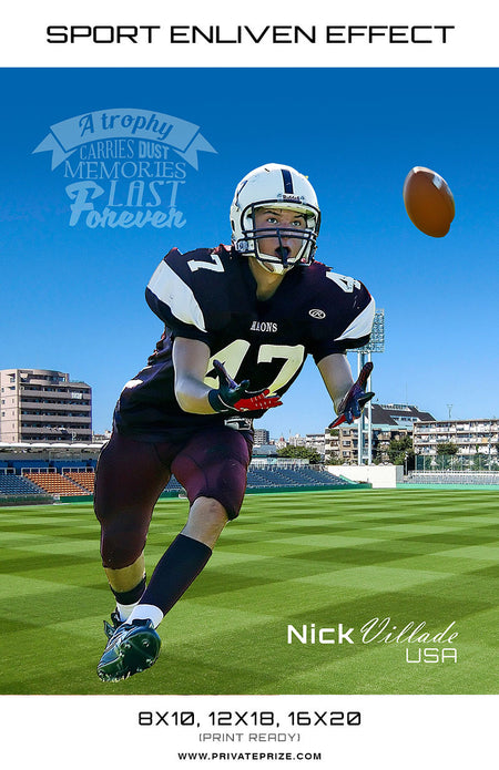 Nick Ville Football High School Sports Template -  Enliven Effects - Photography Photoshop Template