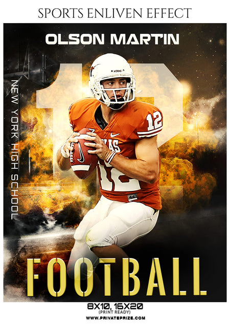 Olson Martin - Football Sports Enliven Effect Photography Template - Photography Photoshop Template