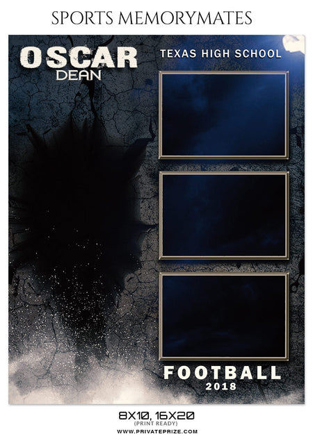 OSCAR DEAN FOOTBALL SPORTS MEMORY MATE - Photography Photoshop Template