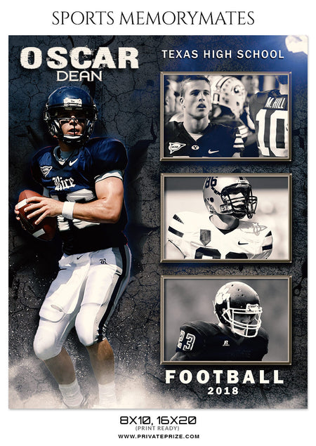 OSCAR DEAN FOOTBALL SPORTS MEMORY MATE - Photography Photoshop Template