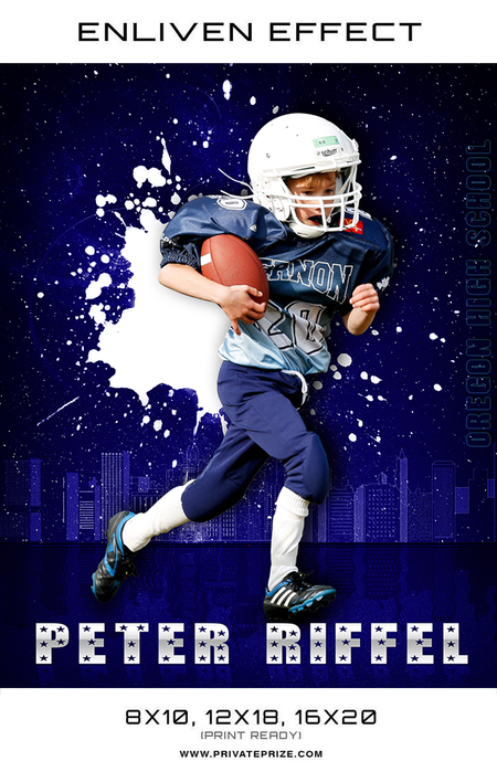 Peter Oregon High School Football Sports Template -  Enliven Effects - Photography Photoshop Templates