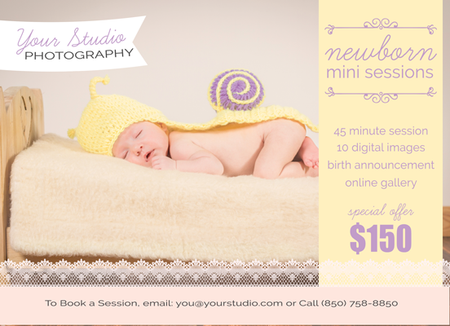 New Born Mini Session Flyer Template for Photographers - Photography Photoshop Template
