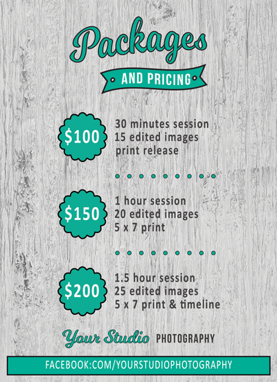 Studio Package Flyer Template for Photographers - Photography Photoshop Template