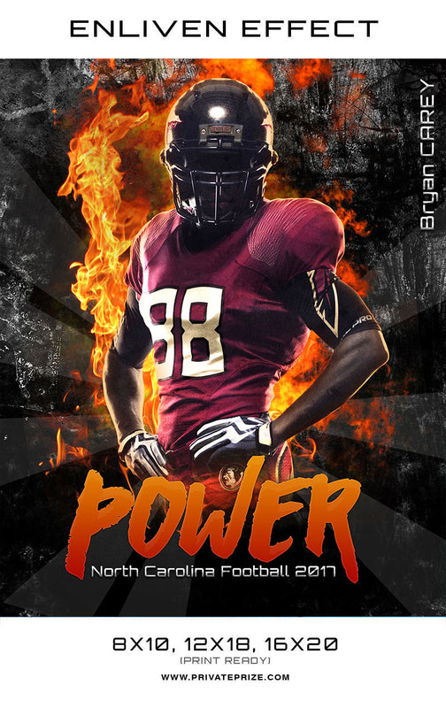 Power North Carolina Football School Sports Template -  Enliven Effects - Photography Photoshop Template
