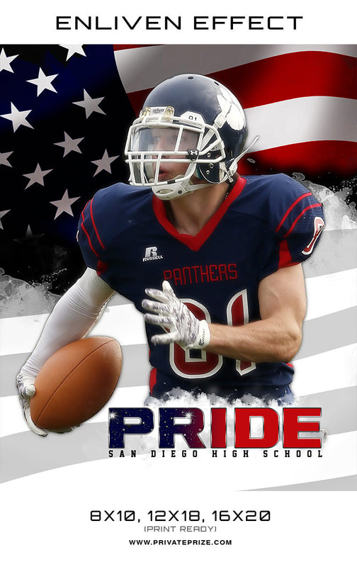 Pride San Diego High School Football template -  Enliven Effects - Photography Photoshop Template