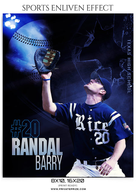 Randal Barry Baseball-Sports Enliven Effect - Photography Photoshop Template