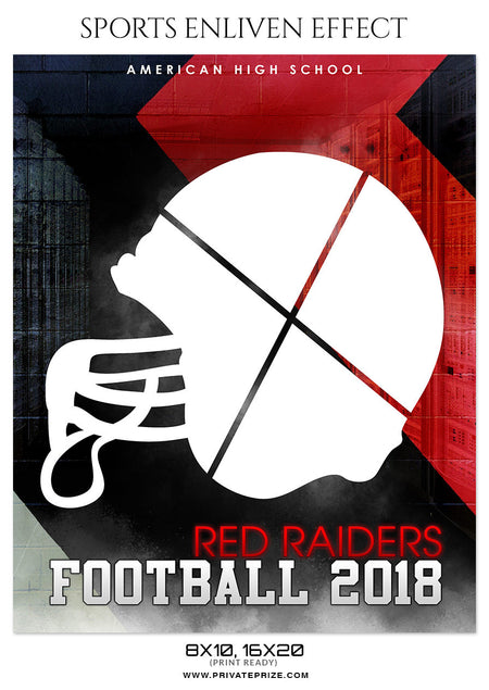 RED RAIDERS-FOOTBALL - SPORTS ENLIVEN EFFECT - Photography Photoshop Template