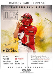 Ricardo Manuel - Baseball Sports Trading Card Photoshop Template