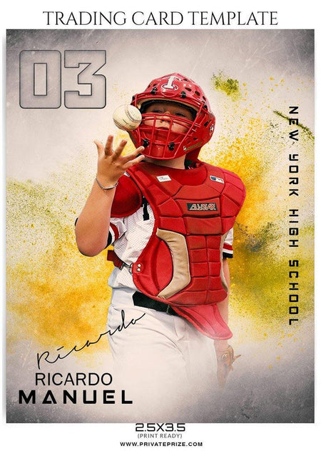 Ricardo Manuel - Baseball Sports Trading Card Photoshop Template - PrivatePrize - Photography Templates