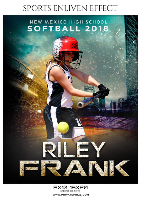 Riley Frank  - Softball Sports Enliven Effects Photography Template - Photography Photoshop Template